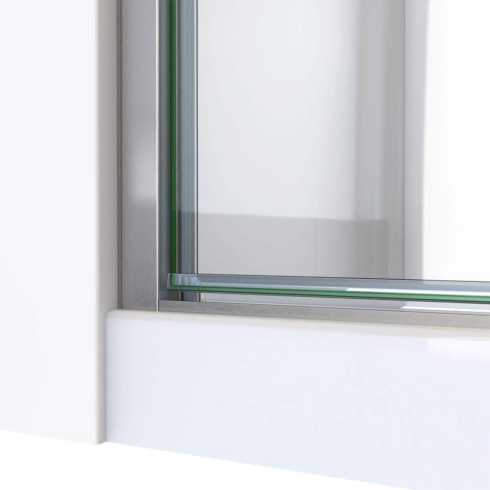 Brushed Nickel Semi-Frameless Swing Shower Door with Clear Glass