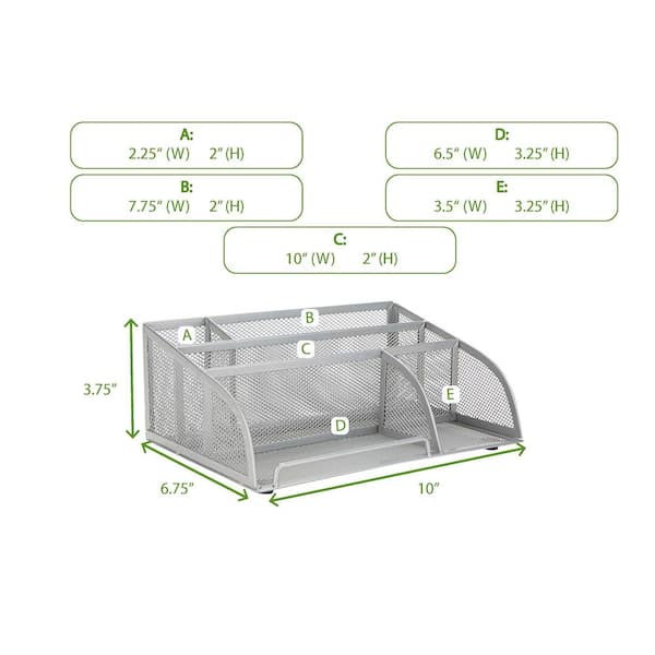 clear 6-compartment multipurpose organizer 6.75in x 3.75in