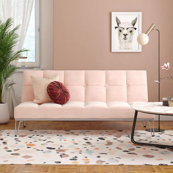 Novogratz Elle Pink Convertible Sofa Bed Futon