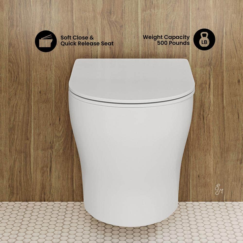 Ivy II Glossy White Ceramic Wall-Hung Elongated Toilet Bowl