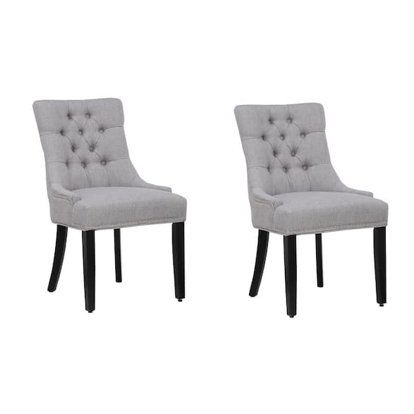 WESTINFURNITURE Mason Gray Tufted Upholstered Wingback Dining Chair (Set of 2)