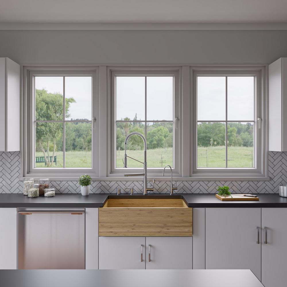 Eco-Friendly Bamboo Double Bowl Farmhouse Kitchen Sink