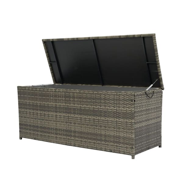 Tidoin 113 Gal. Gray Rattan Patio Deck Box