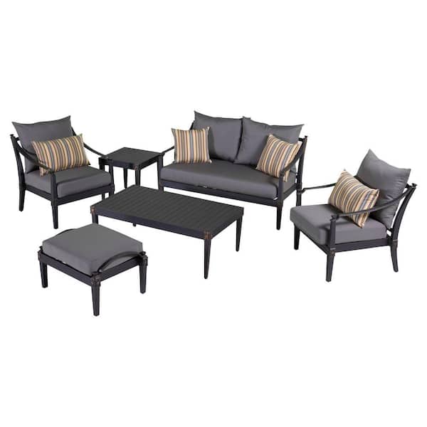 RST Brands Astoria 6-Piece Love and Club Patio Deep Seating Set with Charcoal Grey Cushions