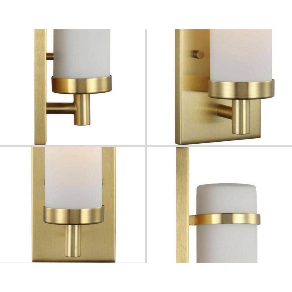 Hartwick Satin Brass Dimmable Wall Sconce with Etched Opal Glass
