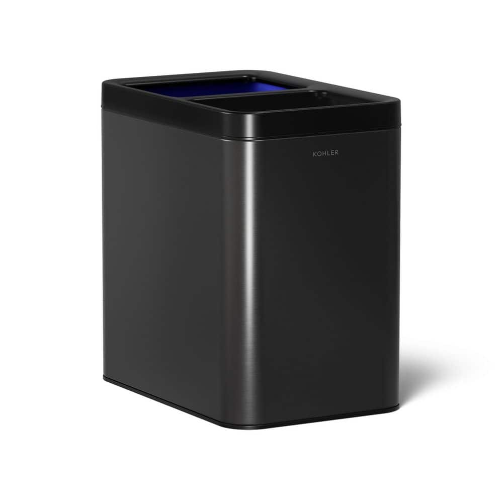 KOHLER 22-Liter Dual-Compartment Open-Top Trash Can in Black