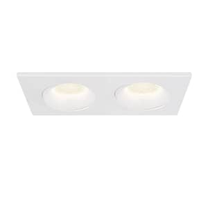 Midway 3.5 in. Rect. 2700K-5000K Selectable CCT Remodel Double Regressed Gimbal Integrated LED Recessed Light Kit White