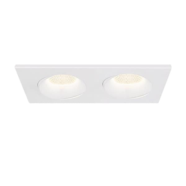 Eurofase Midway 3.5 in. Rect. 2700K-5000K Selectable CCT Remodel Double Regressed Gimbal Integrated LED Recessed Light Kit White