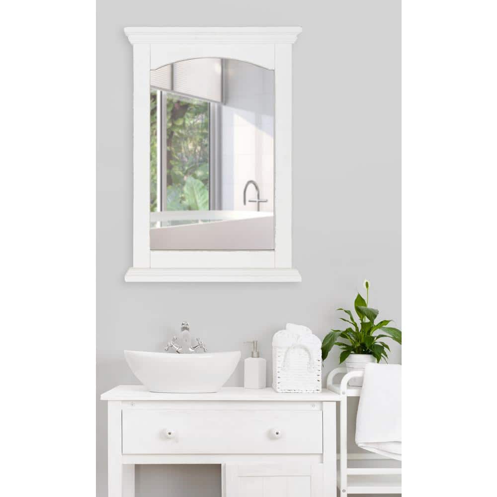 Rustic White Wood Full Length Rectangular Wall Mirror