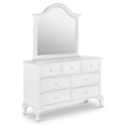 Jenna 7-Drawer White Dresser with Mirror
