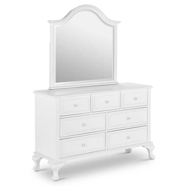 Jenna 7 Drawer White Dresser With, Narrow Dresser With Mirror