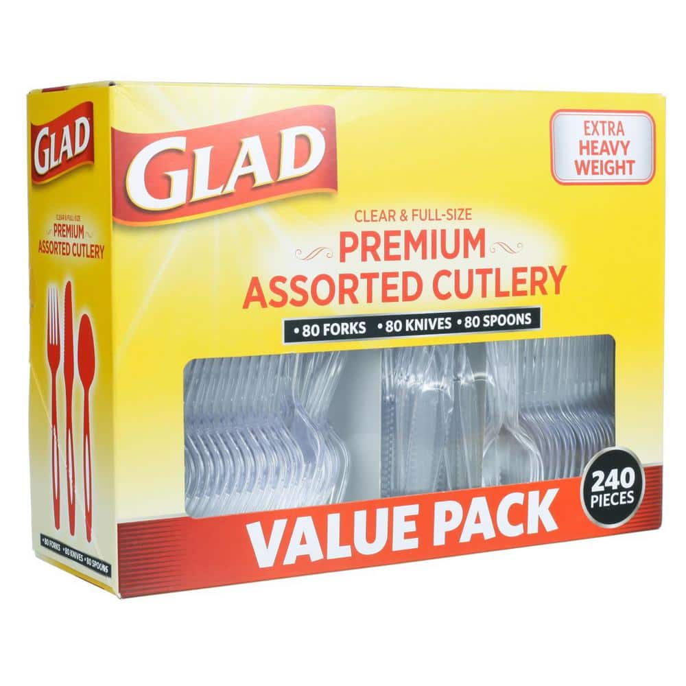 Glad Clear Assorted Premium Plastic Cutlery Set (240-Piece) Disposable