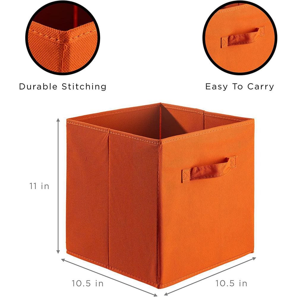 Sorbus 11 Inch Orange Fabric Collapsible Storage Cubes - 6 Pack