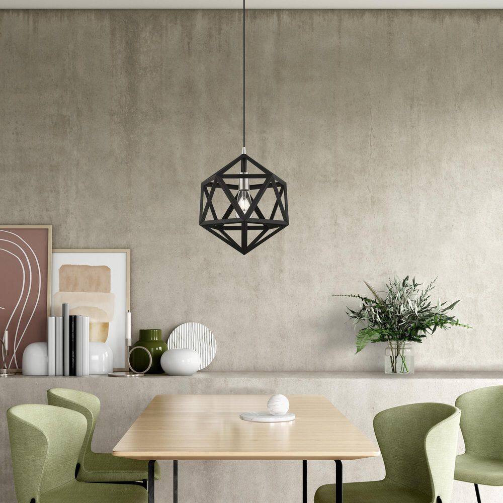 Black and Brushed Nickel Geometric Mini Pendant Light