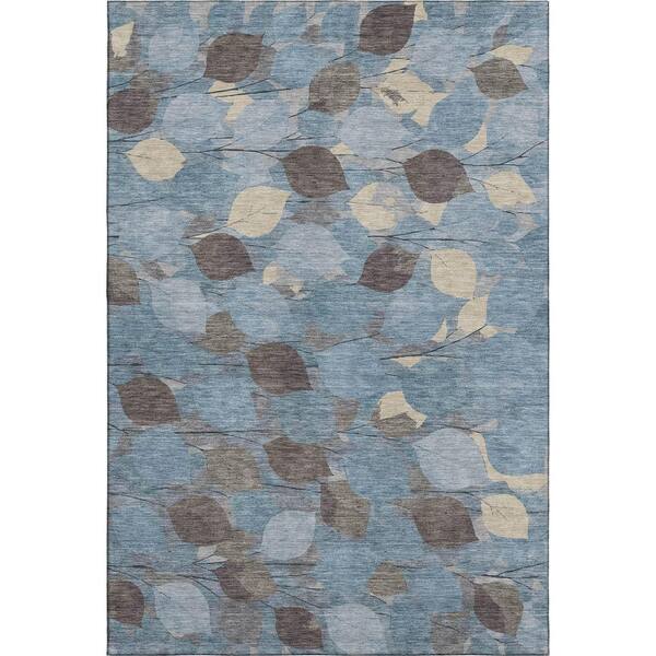 Mayfield Premium Machine Washable Abstract AMF2444 Teal 10 ft. x 14 ft. Area Rug