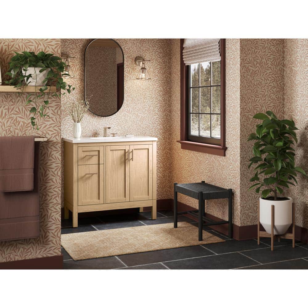 Light Oak 36" Single Bathroom Vanity Set with Quartz Top