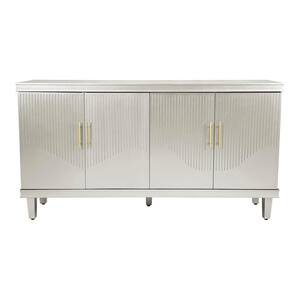 59.84 in. W x 15.75 in. D x 32.28 in. H Champagne Silver Linen Cabinet with 4-Door