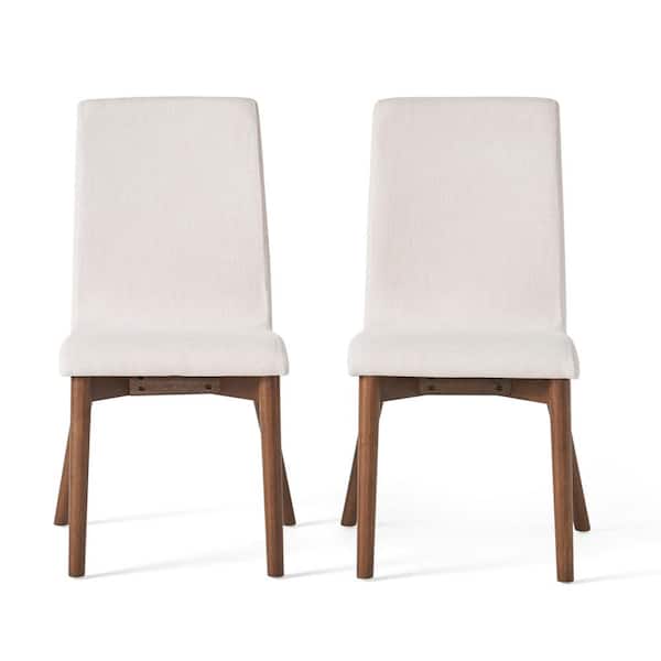 Noble House Orrin Light Beige and Walnut Dining Chairs (Set of 2)