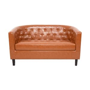 Reviews For MAYKOOSH 49 In. Midcentury Modern Caramel Button Tufted ...