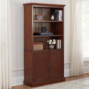 Royce 72 in. Walnut Brown Wood 3-Shelf Standard Bookcase with Adjustable Shelves