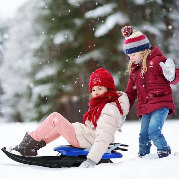 Snow Sled Board,Outdoor Winter Slider Downhill Snow Board High Speed Snow Sled for Toddlers Kids Sleds for Snow with 2 Handles and Pull Ropes