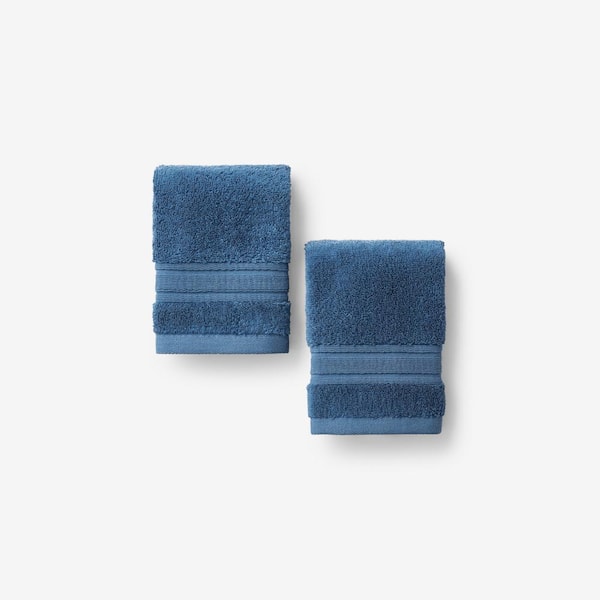 Company Cotton Slate Blue Turkish Cotton 2-Piece Wash Cloth (Set of 2)