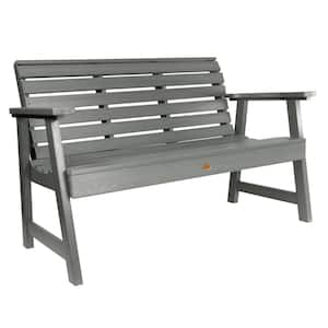 Weatherly 4 ft. 2-Person Coastal Teak Recycled Plastic Outdoor Garden Bench