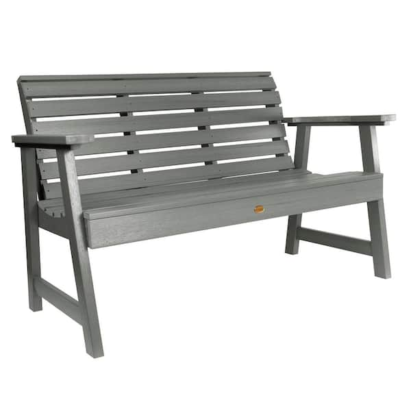 Highwood Weatherly 4 ft. 2-Person Coastal Teak Recycled Plastic Outdoor Garden Bench