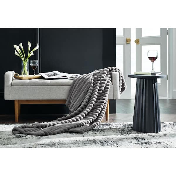 Signature DESIGN BY ASHLEY Alsonwell Gray Striped Polyester Throw Blanket