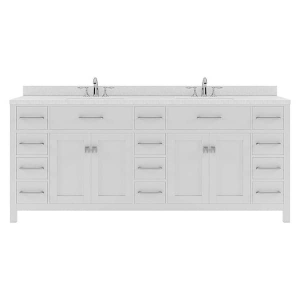 Virtu USA Caroline Parkway 78 in. W x 22 in. D x 35 in. H Double Sink Bath Vanity in White with Quartz Top