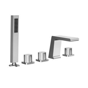 Bathtub Faucet 3-Handle Deck Mount Roman Tub Faucet with Handheld in Brushed Nickel Valve Included