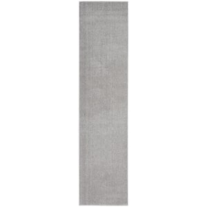 Essentials 2 ft. x 12 ft. Silver Grey Solid Contemporary Kitchen Runner Area Rug