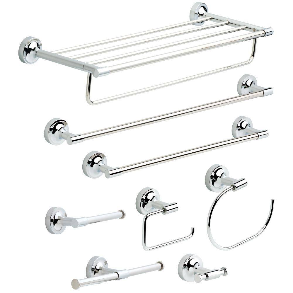 Polished Chrome Double Towel Hook with Mounting Hardware