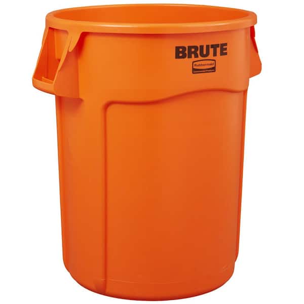 Rubbermaid Commercial Products Brute 44 Gal. Orange Round Vented Trash Can (1-Pack)