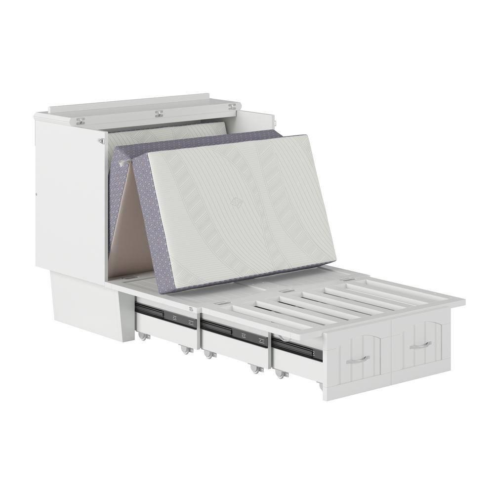 Nantucket White Twin Murphy Bed Chest with Storage Drawers