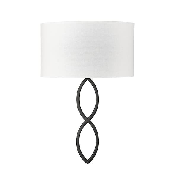 Rylee 12.8 in. 1-Light Matte Black Sconce Linen