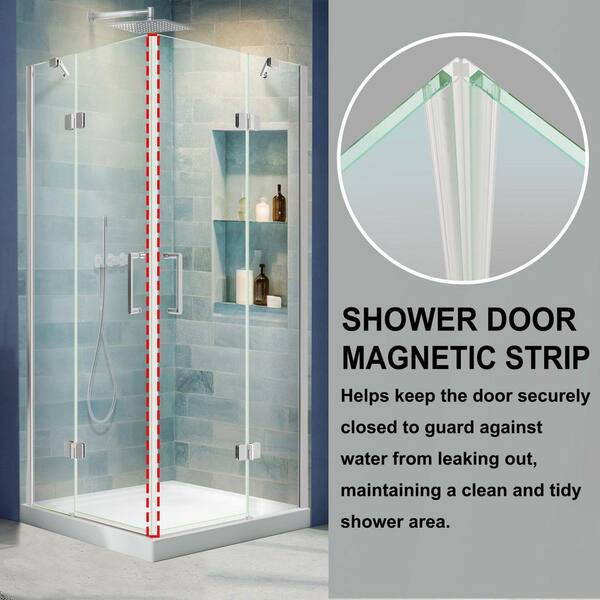 AZDHOME 36 in. W. x 36 in. D x 72 in. H Neo Angle Pivot Frameless