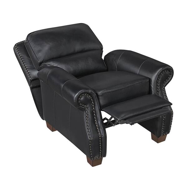 Lazzara Martina Black Leather Manual Push Back Recliner 8448BLK