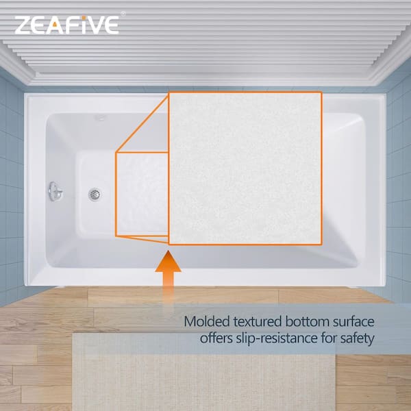 烏越 Zeafive Vub 60 in. x 32 in. Alcove Soaking Bathtub with Left