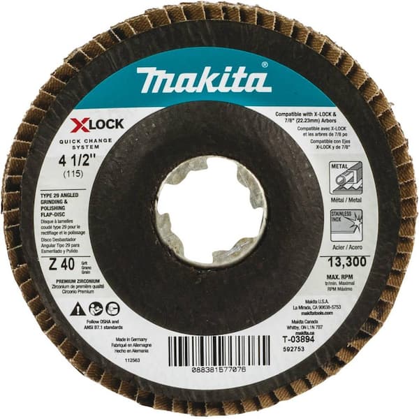 Makita X-LOCK 4‑1/2 in. 40-Grit Type 29 Angled Grinding and 