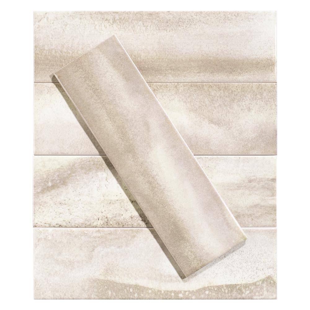Polar 3" x 10" Glossy Porcelain Marble Look Wall Tile