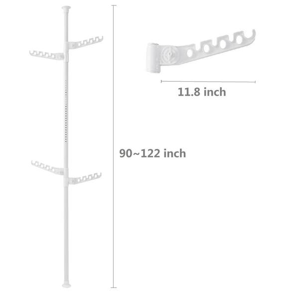 Amucolo White Adjustable Laundry Pole Clothes Drying Rack Coat Hanger DIY  Floor to Ceiling Tension Rod Storage Organizer YeaD-CYD0-C7J - The Home  Depot