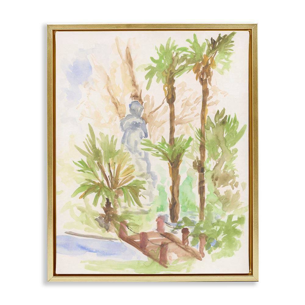 Bridge over River Abstract by June Erica Vess Gold Floater Frame Nature Graphic Art Print 31 in. x 25 in. price history on PriceWatchPro