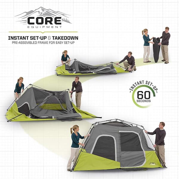 Core 10 Person/Man Camping Instant Cabin Tent & Integrated LED Light System  NEW!