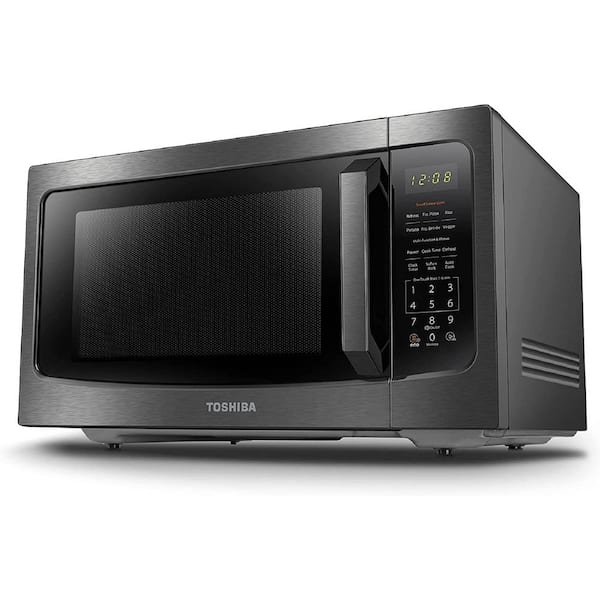 Toshiba 1.6 cu. ft. in Black Stainless Steel 1200 Watt Countertop Microwave Oven with Eco Mode, Smart Sensor and Memory Function
