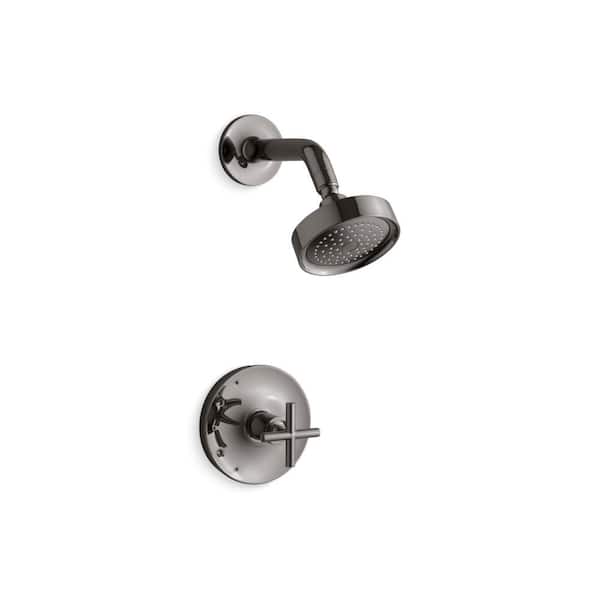 KOHLER Purist 1-Handle 2.5 Gpm Rite-Temp Shower Trim Kit with Cross Handle in Vibrant Titanium