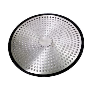4-3/4 in. Stainless Steel and Silicone Shower Stall Drain Protector Bathtub Hair Catcher, Brushed Nickle
