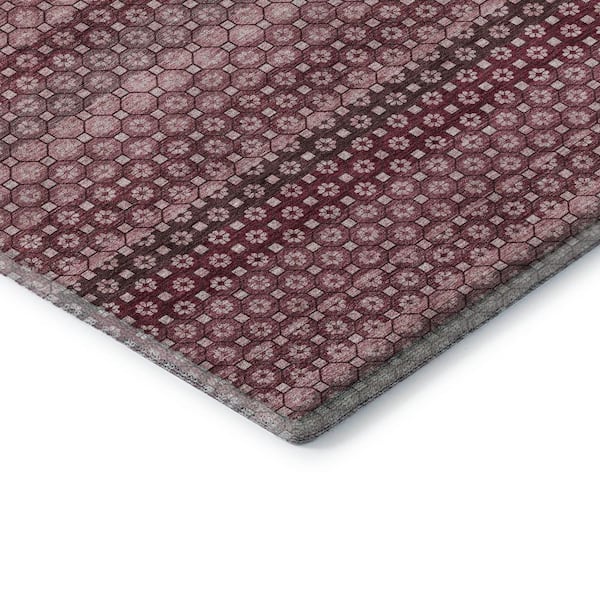 Mayfield Premium Machine Washable Abstract AMF1419 Garnet 2 ft. 3 in. x 7 ft. 6 in. Runner Rug
