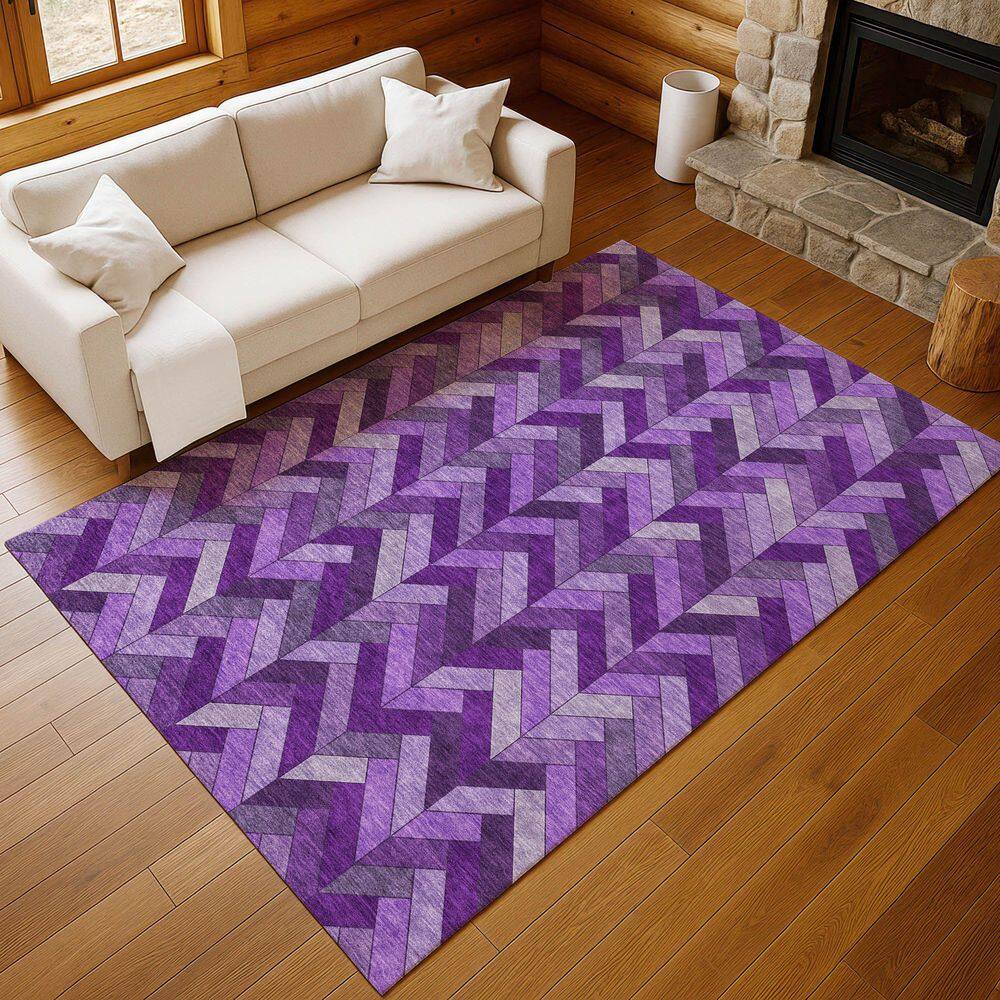 Chantille Machine Washable Indoor/Outdoor Abstract ACN2296 Purple 3 ft. x 4 ft. Area Rug price history on PriceWatchPro