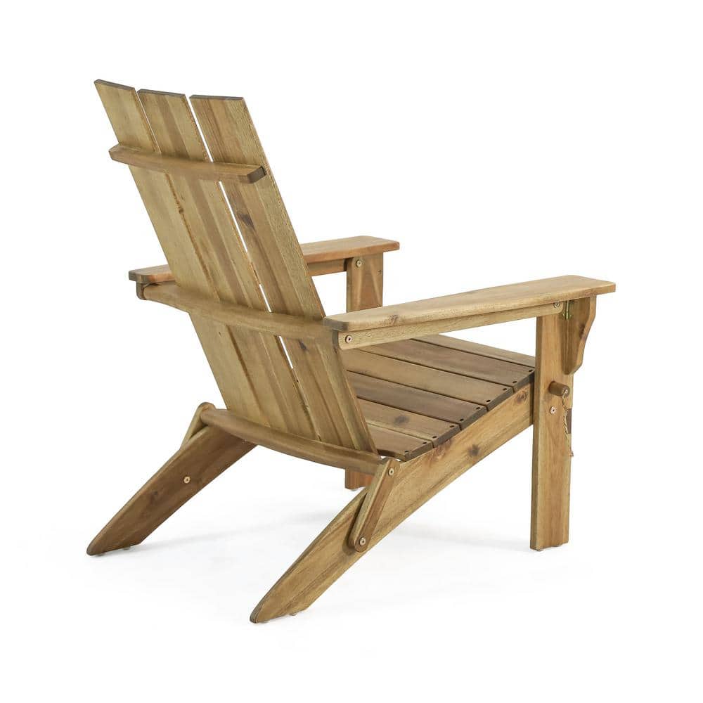 Natural Stained Medium Brown Wood Foldable Adirondack Chair